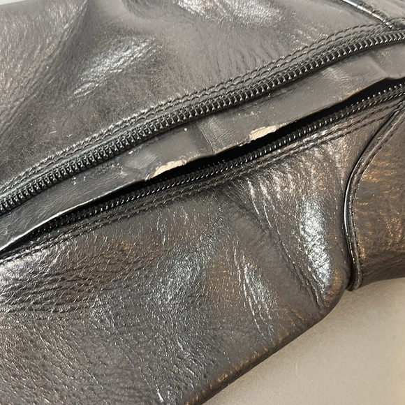 Anthropologie Naya Fjord Hidden Wedge Black Leather Knee-High Boots Size 7.5 - Picture 14 of 15